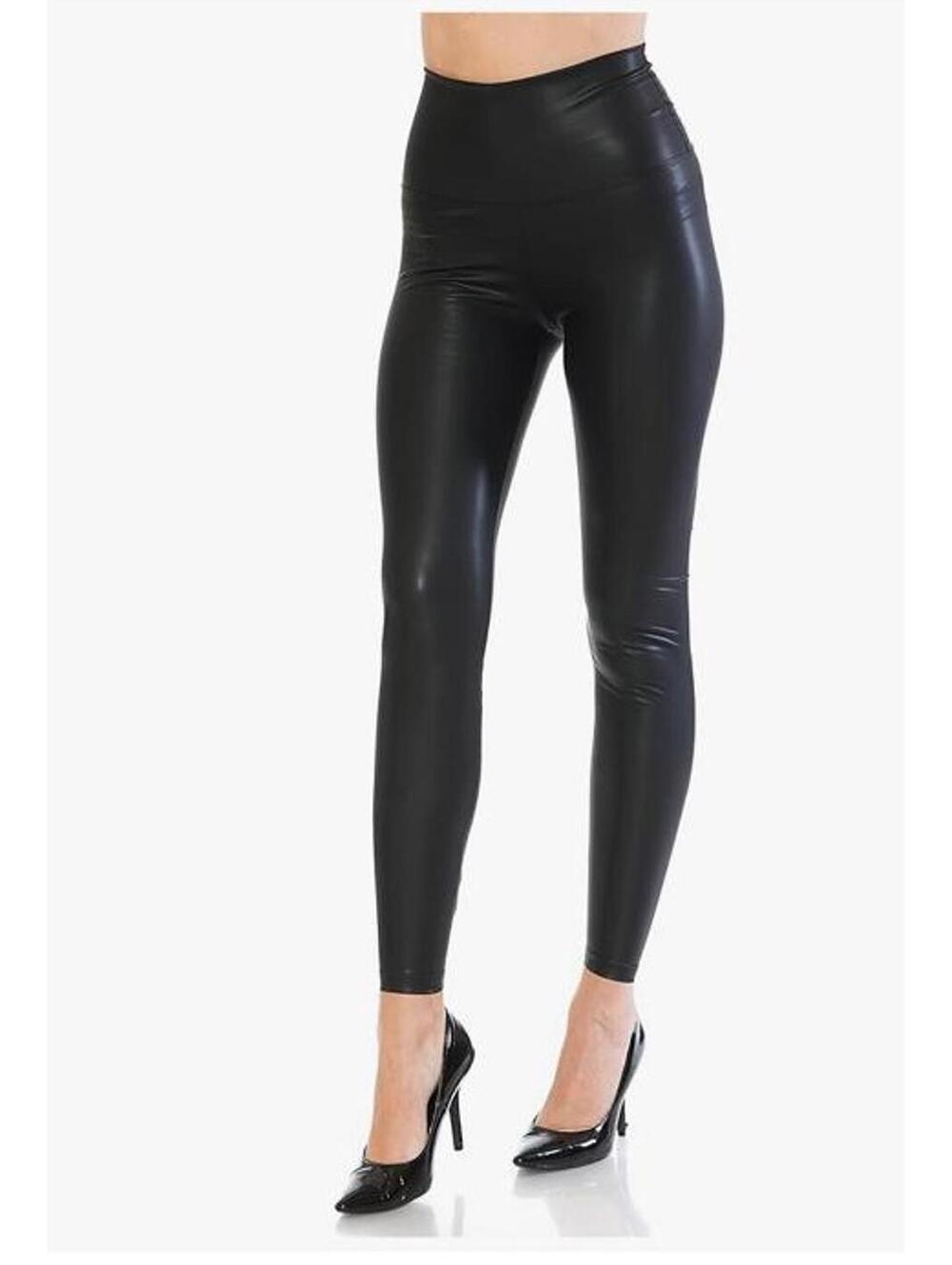 Black High Rise PU Leather Leggings
